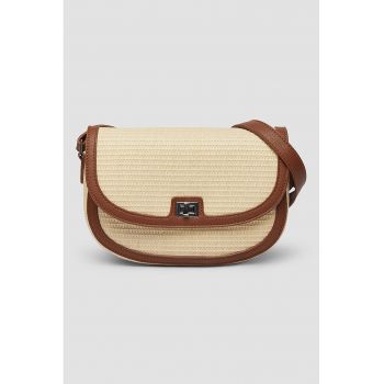 Geanta crossbody cu garnituri de piele ecologica