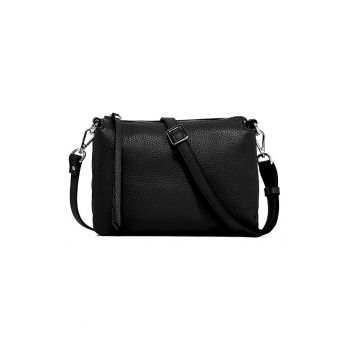 Geanta crossbody de piele Three - Negru
