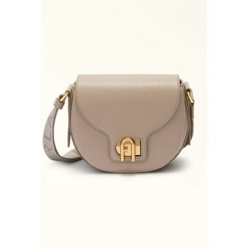 Geanta crossbody din piele cu bareta cu model logo Lotus