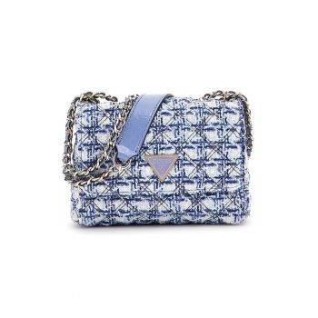 Geanta crossbody din tuid cu bareta din lant