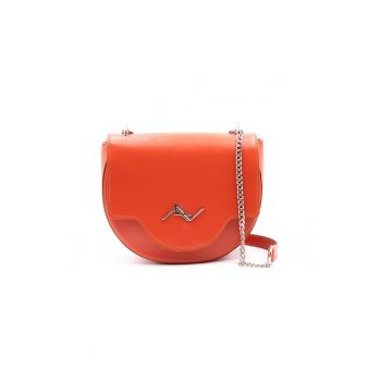 Geanta crossbody rotunda de piele