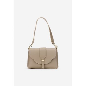 Geanta dama - piele texturata - taupe - curea detasabila