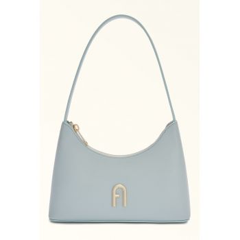 Geanta de piele cu bareta de umar Diamante - Albastru pastel