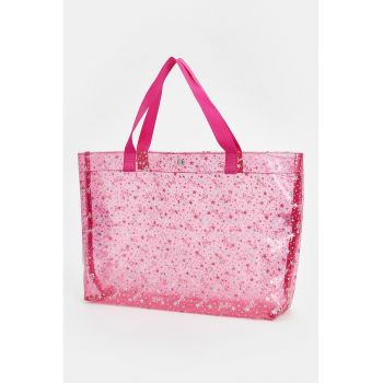 Geanta de plaja cu model cu stele si Barbie