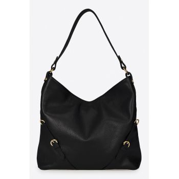 Geanta hobo de piele cu fermoar