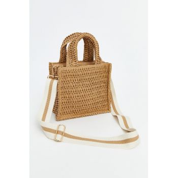 Geanta shopper de paie cu bareta detasabila