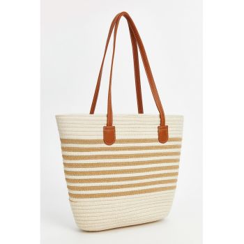 Geanta shopper din material textil cu dungi