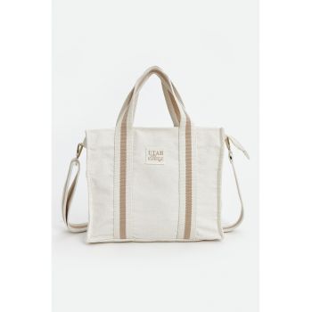 Geanta tote din material textil cu bareta de umar detasabila