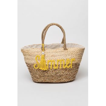 Geanta tote din material textil cu imprimeu text