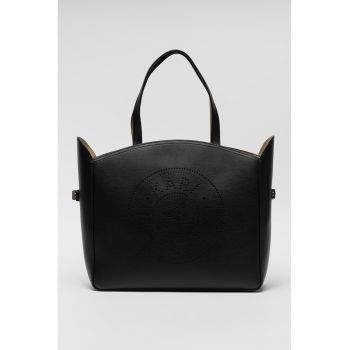 Geanta tote din piele cu logo cu perforatii Circle