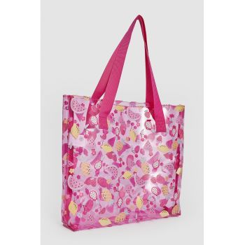 Geanta tote transparenta cu model