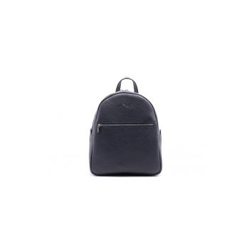 Rucsac de piele cu buzunar frontal cu fermoar