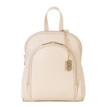 Rucsac din piele cu buzunar exterior - Bej