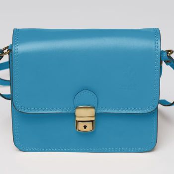 Geanta crossbody albastra din piele naturala tip postas
