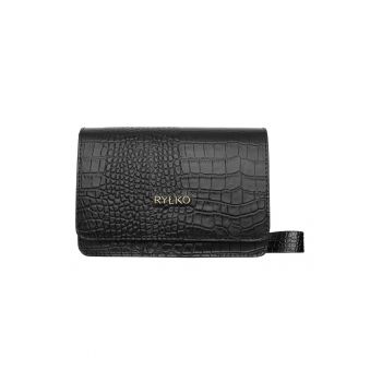 Geanta crossbody de piele cu aspect de piele de crocodil