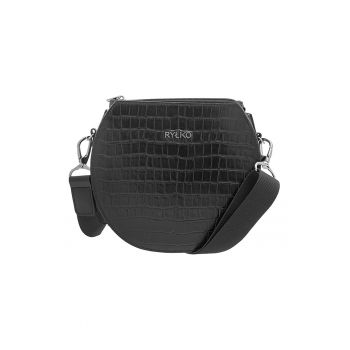 Geanta crossbody de piele cu aspect de piele de crocodil