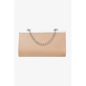 Geanta crossbody de piele cu bareta lant