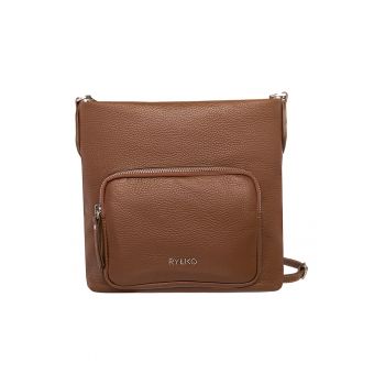 Geanta crossbody de piele cu buzunare exterioare