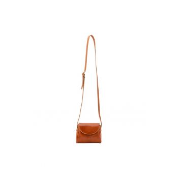 Geanta crossbody de piele cu inchidere cu capsa