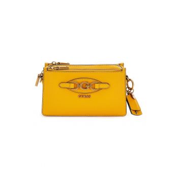 Geanta crossbody de piele ecologica cu logo metalic