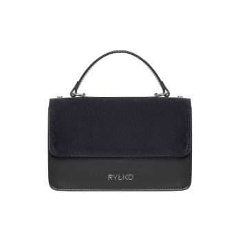 Geanta crossbody de piele si piele intoarsa