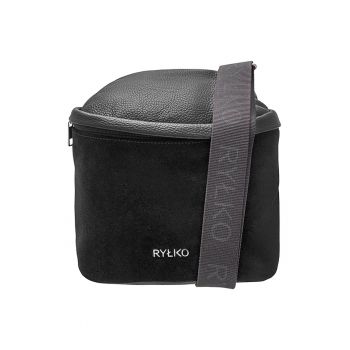 Geanta crossbody de piele si piele intoarsa
