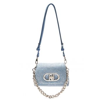 Geanta crossbody din denim cu strasuri