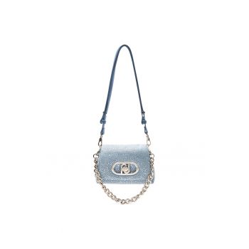 Geanta crossbody din denim cu strasuri