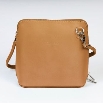 Geanta crossbody, din piele naturala, capucino