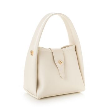 Geanta din piele ecologica cu bareta de umar detasabila - Crem