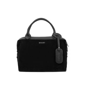 Geanta duffle mini din piele - Negru