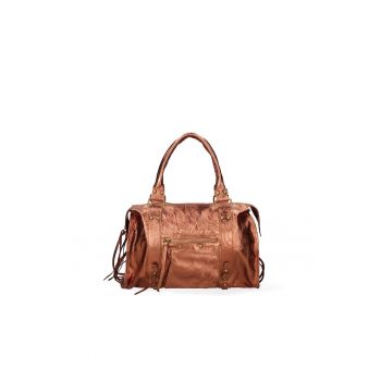 Geanta shopper de piele cu aspect metalizat