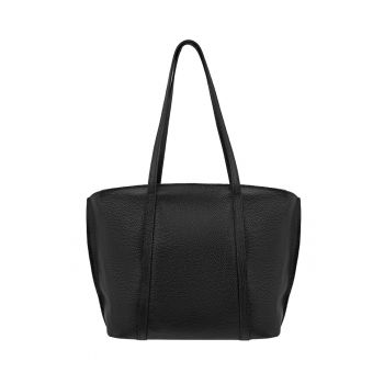 Geanta shopper din piele cu fermoar si model uni