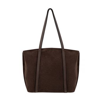 Geanta shopper din piele cu fermoar si model uni
