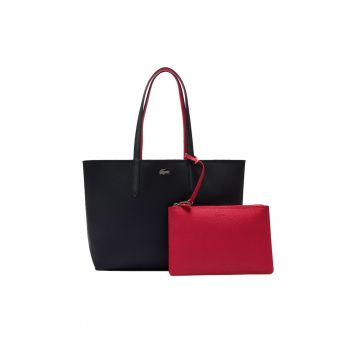 Geanta shopper reversibila de piele ecologica cu etui mic