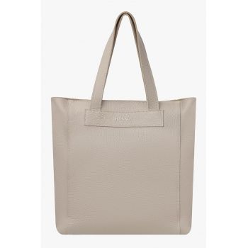 Geanta tote de piele cu logo metalic