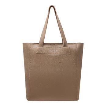Geanta tote de piele cu logo metalic