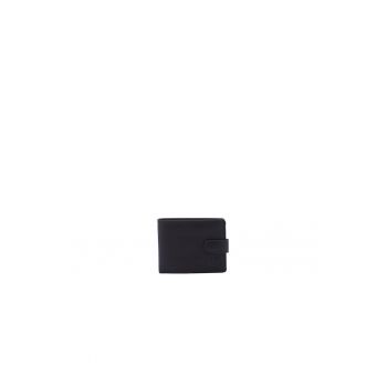 Portofel de piele cu capsa - Negru