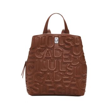 Rucsac din piele ecologica cu model text
