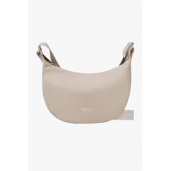 RYLKO - Geanta semiluna de piele cu bareta cu model logo