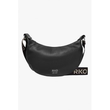 RYLKO - Geanta semiluna de piele cu bareta cu model logo