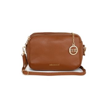 Geanta crossbody de piele cu 2 compartimente