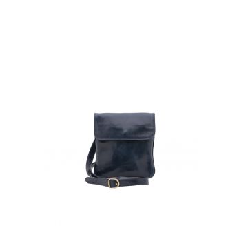 Geanta crossbody de piele cu buzunar cu fermoar
