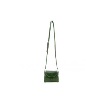 Geanta crossbody de piele cu inchidere cu capsa