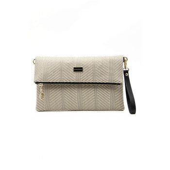 Geanta crossbody din piele ecologica cu aspect tesut
