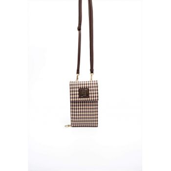 Geanta crossbody din piele ecologica cu model in carouri