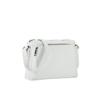 Geanta crossbody din piele naturala B-8981 124 Alb 3092