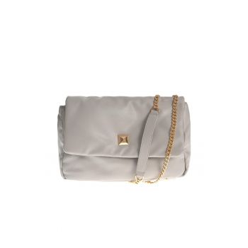 Geanta crossbody gri cu bareta din lant