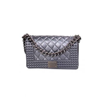 Geanta crossbody matlasata cu protectie de lant pentru umar