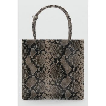 Geanta din piele ecologica cu maner si model animal print